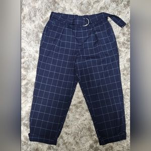 A New Day Women's Navy Blue High-Rise Tapered D-Ring Belted Ankle Pants  (14)NWT